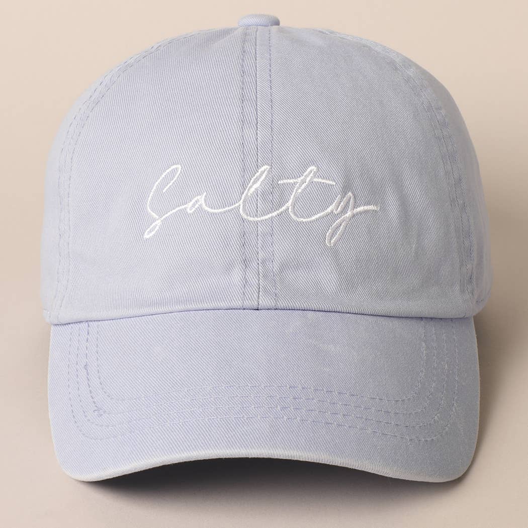 Salty Lettering Embroidery Baseball Cap- Hot Pink