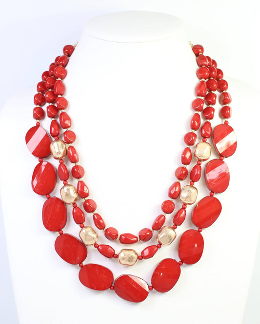 Caroline Hill Adair Court Dark Red Layered Beaded Necklace