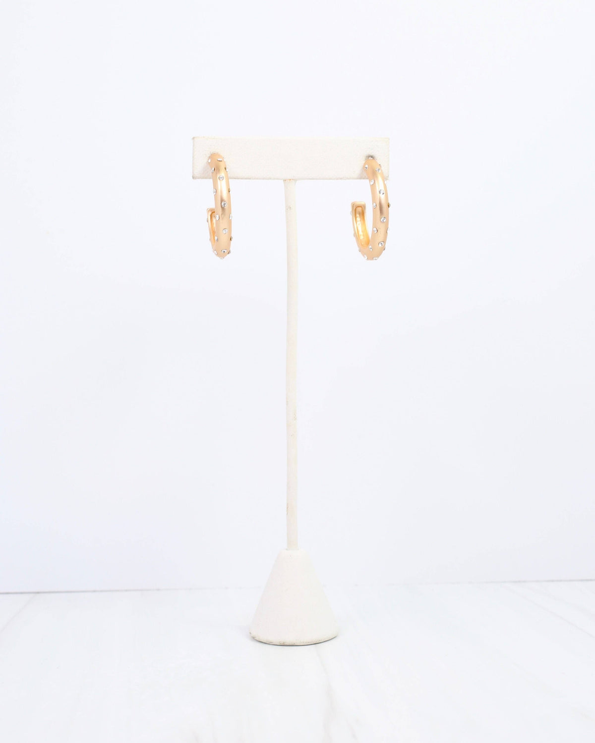 Caroline Hill Polly Matte Gold Sparkly Hoop Earrings