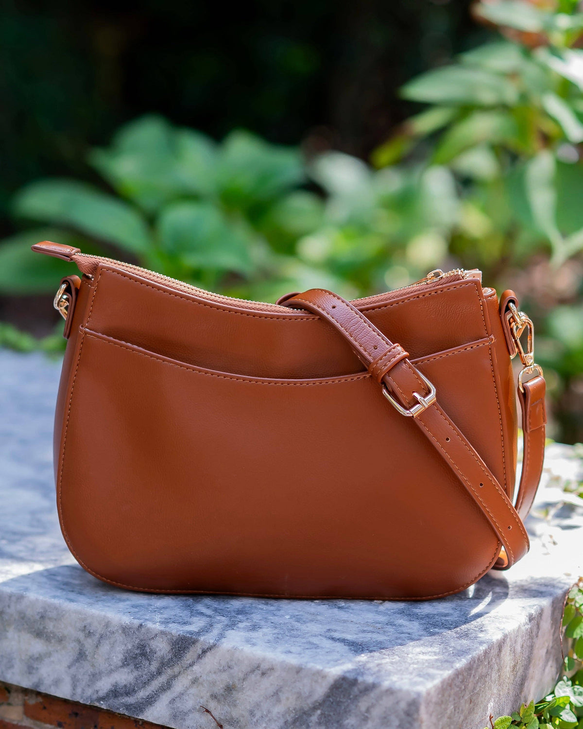 Caroline Hill Charlee Saddle Brown Crossbody Bag