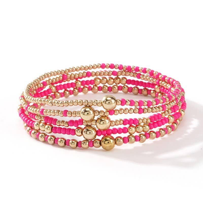 MULTI LAYER BALL CHAIN BEADED BRACELET | OFF WHITE