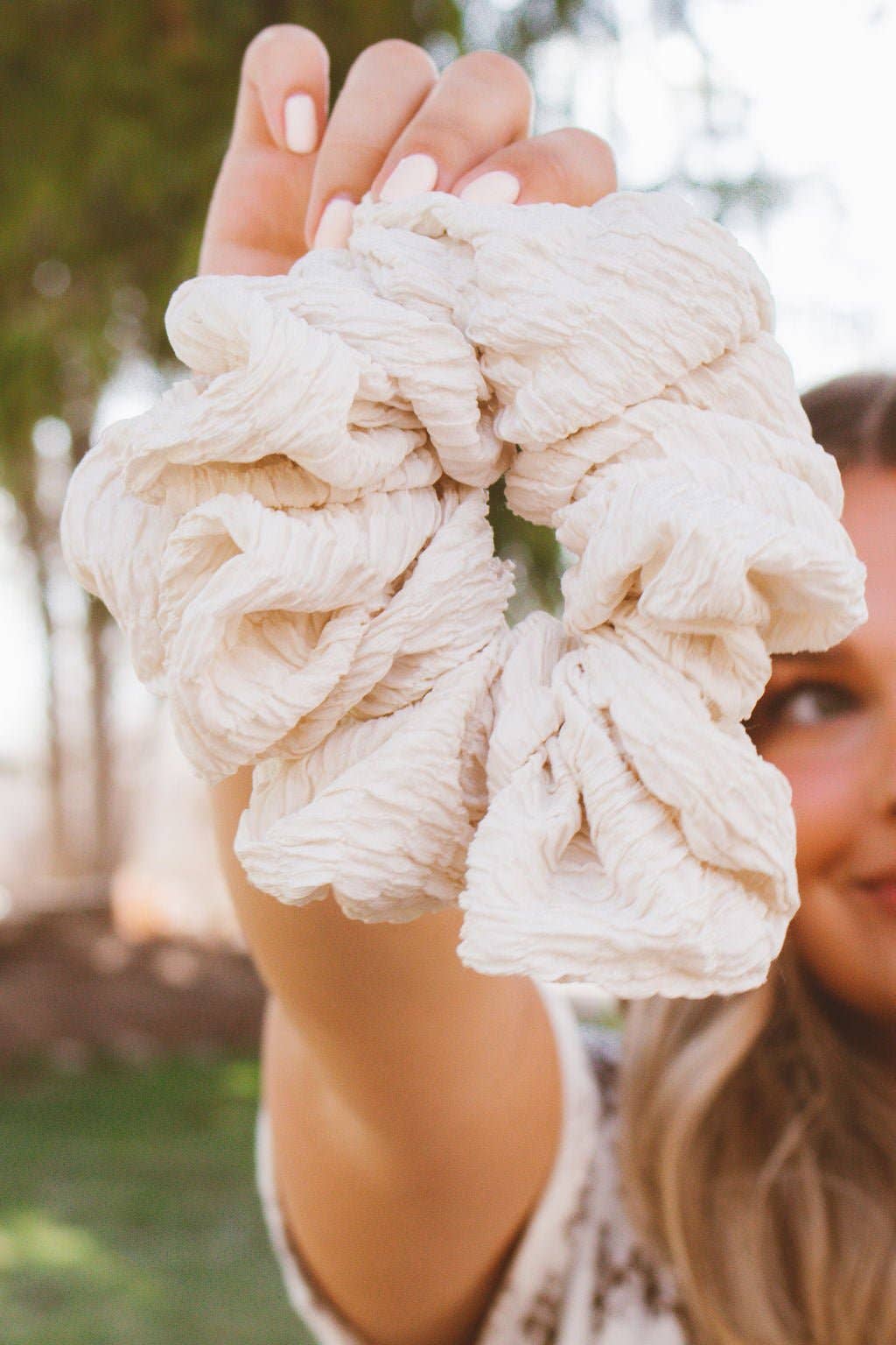 Andi Magnolia Cream Textured Jumbo Scrunchie