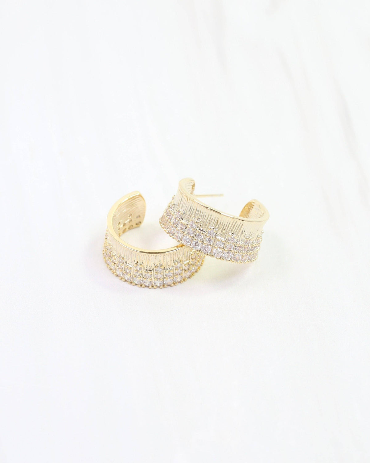 Caroline Hill Hancock CZ Gold Hoop Earrings