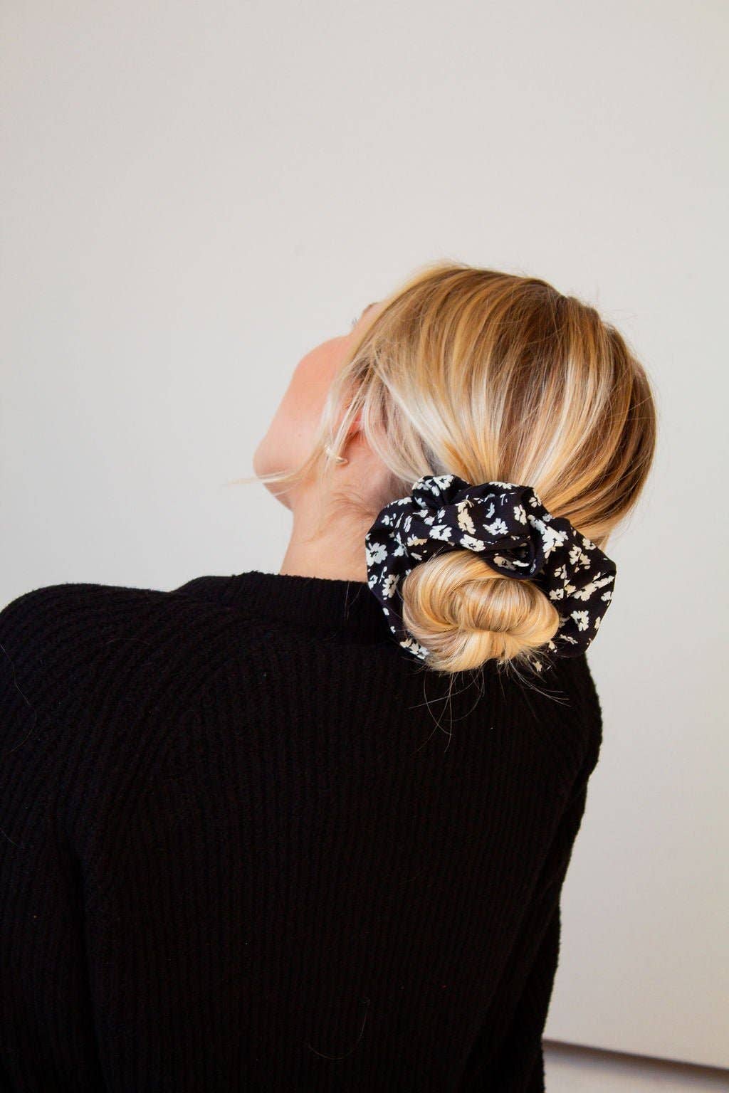 Andi Onyx Black & White Floral Jumbo Scrunchie