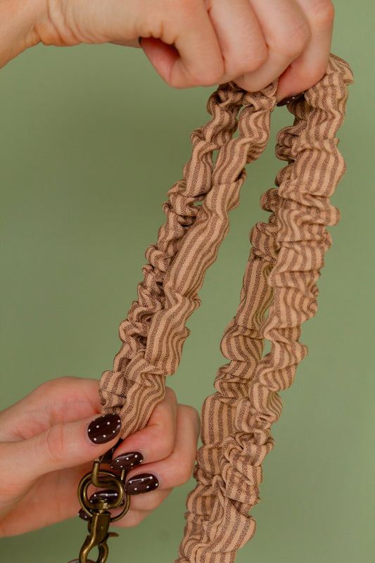 Andi Coffee Striped Scrunchie Lanyard Brown Neutral