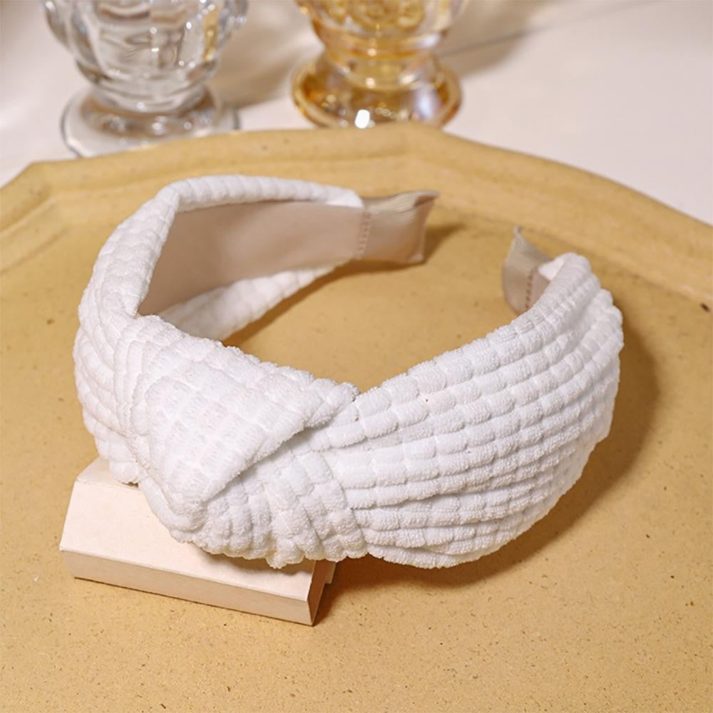 Terry Cloth Knotted Headband - White