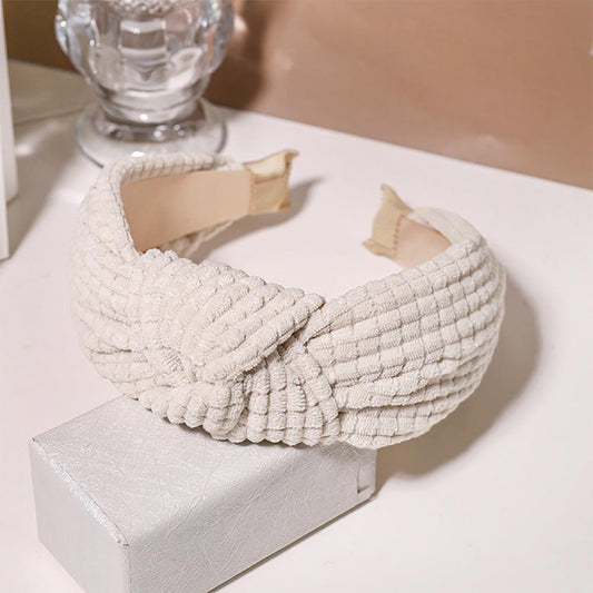 Terry Cloth Knotted Headband - Cream