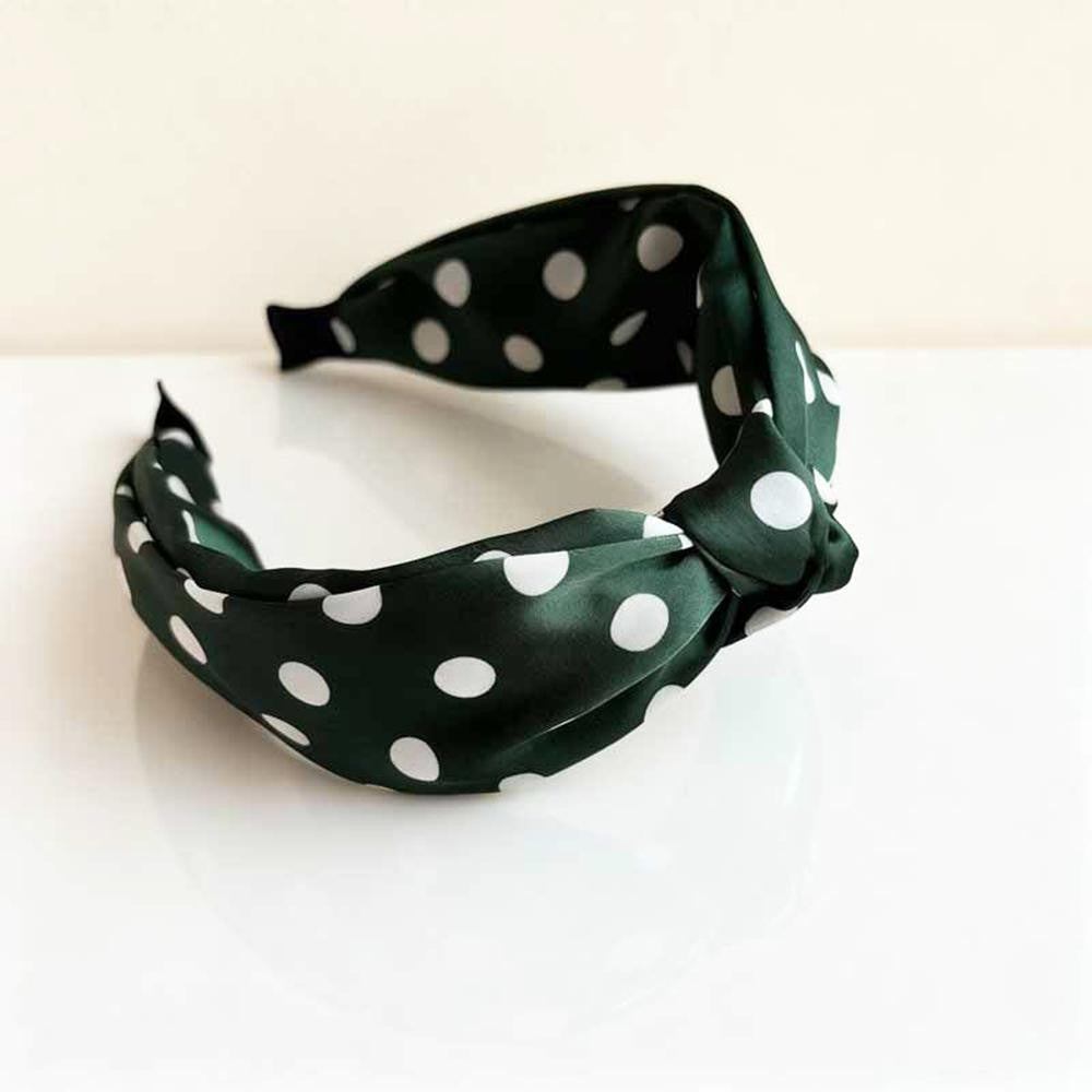 Silky Green Polka Dot Knotted Headband