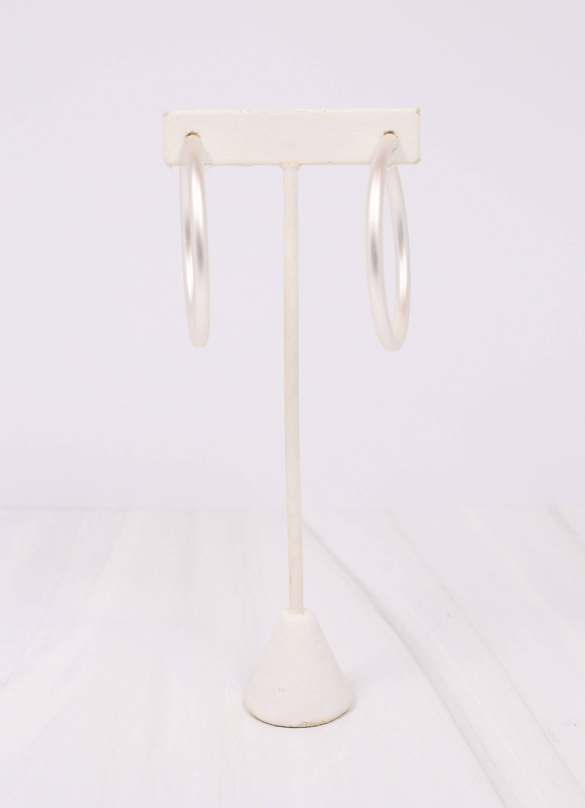 Caroline Hill Arden Matte Silver Hoop Earrings