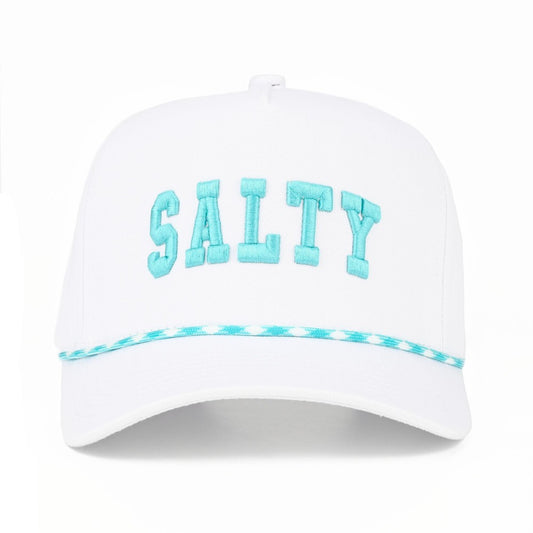 "SALTY" Embroidered Baseball Cap With Rope Detail - Mint