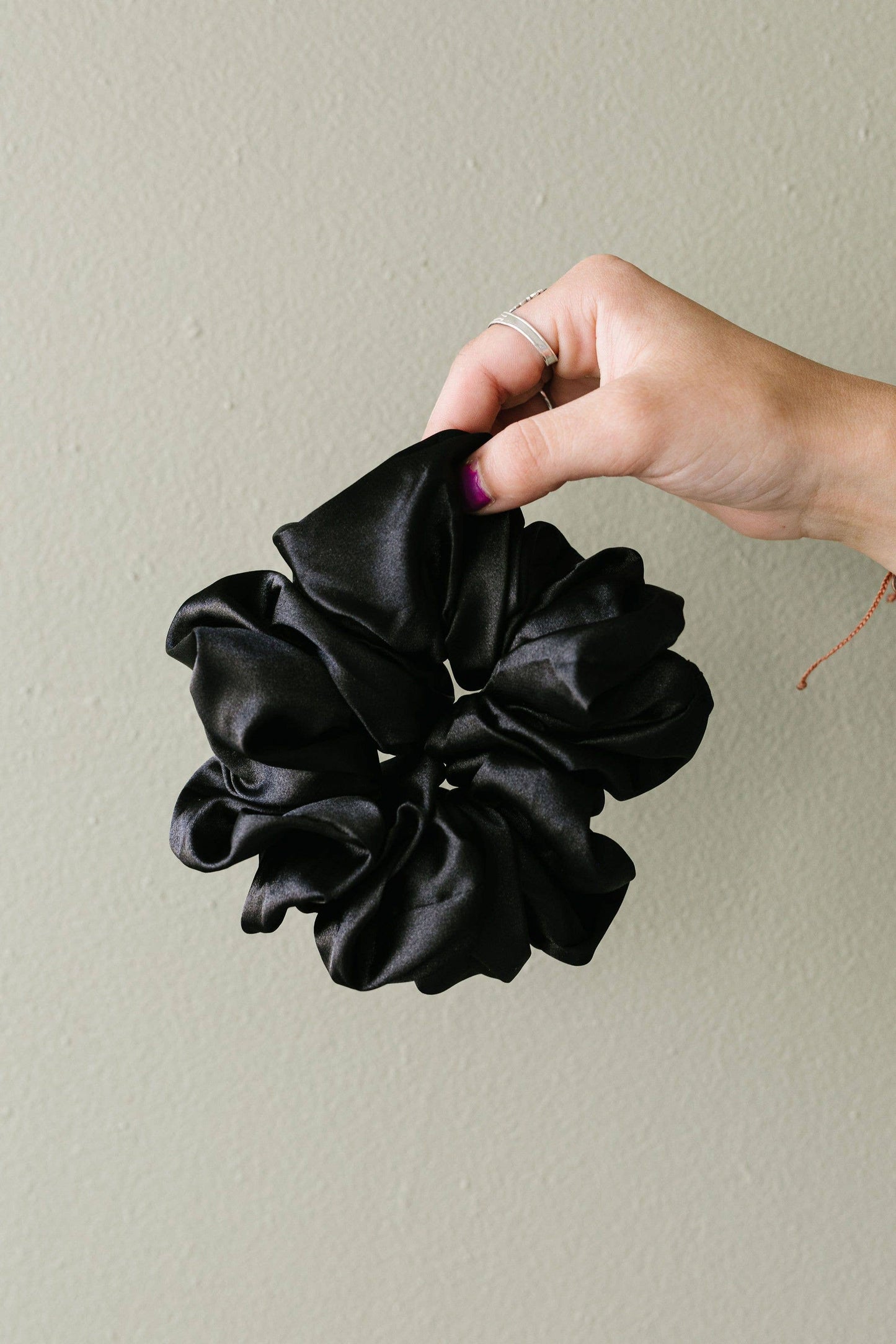 Andi Shadow Black Satin Jumbo Hair Scrunchie