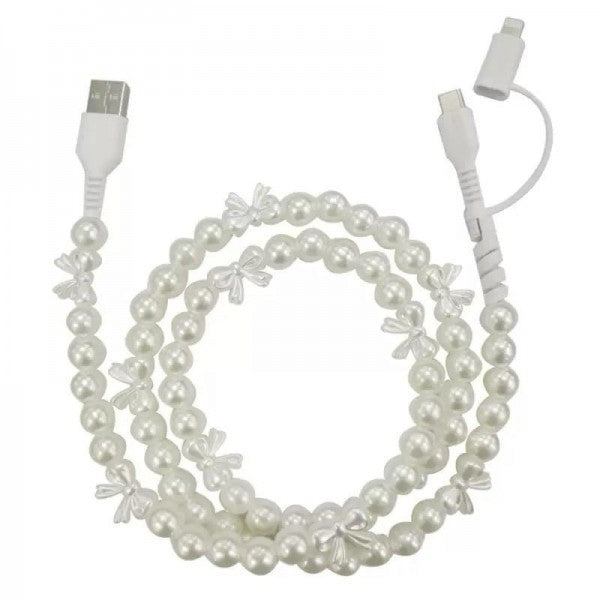 Pearl & Bow Beaded Phone Charger