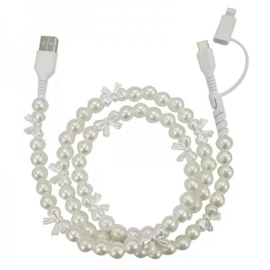 Pearl & Bow Beaded Phone Charger