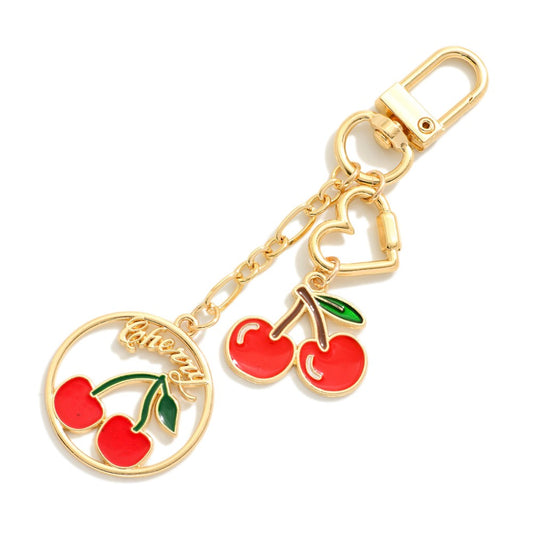 Enamel Cherries Chain Link Bag Charm