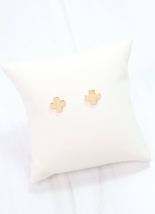 Caroline Hill Rawls Gold Cross Stud Earrings