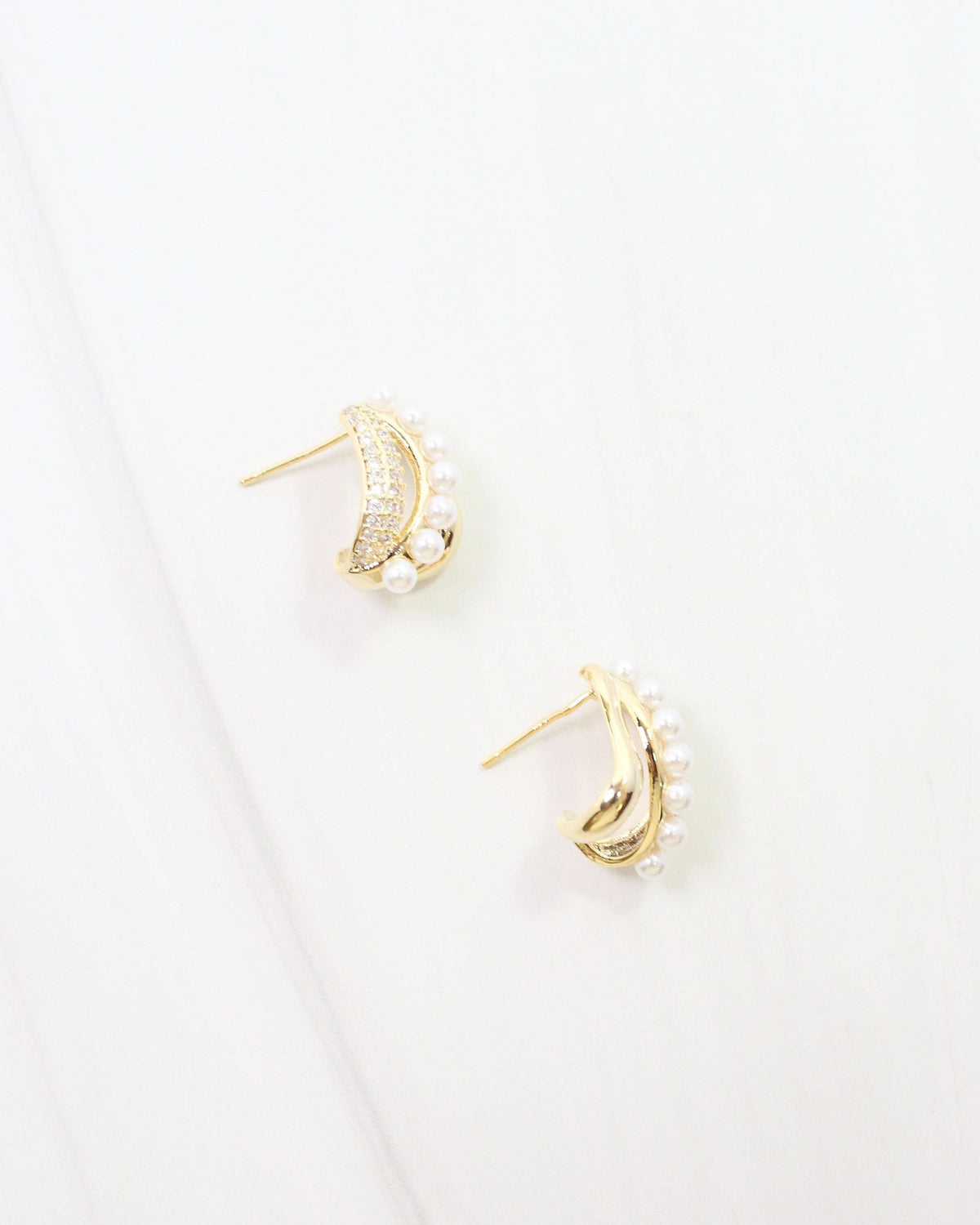 Caroline Hill Harris CZ Pearl Gold Earrings