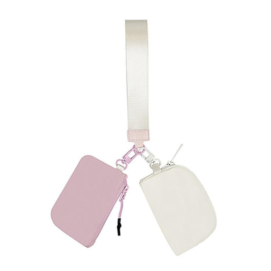 Two Pouch Wristlet - Pink/Ivory