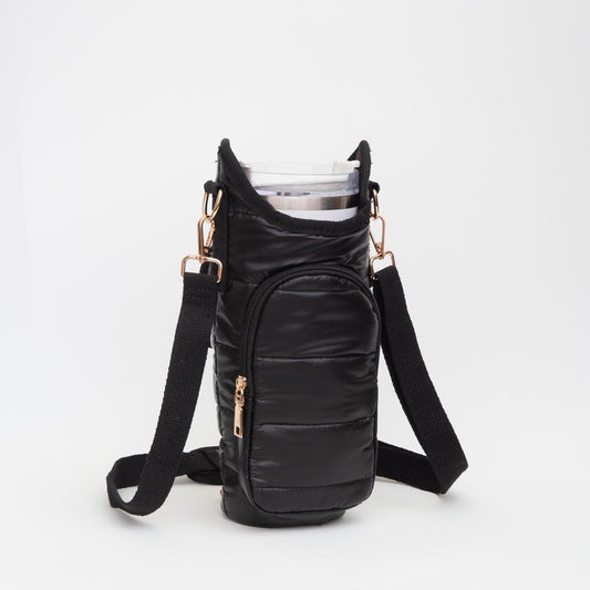 Padded Quilted Cross Body Bag For Tumble - Black