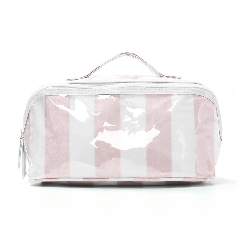 Striped Makeup Bag - Pink