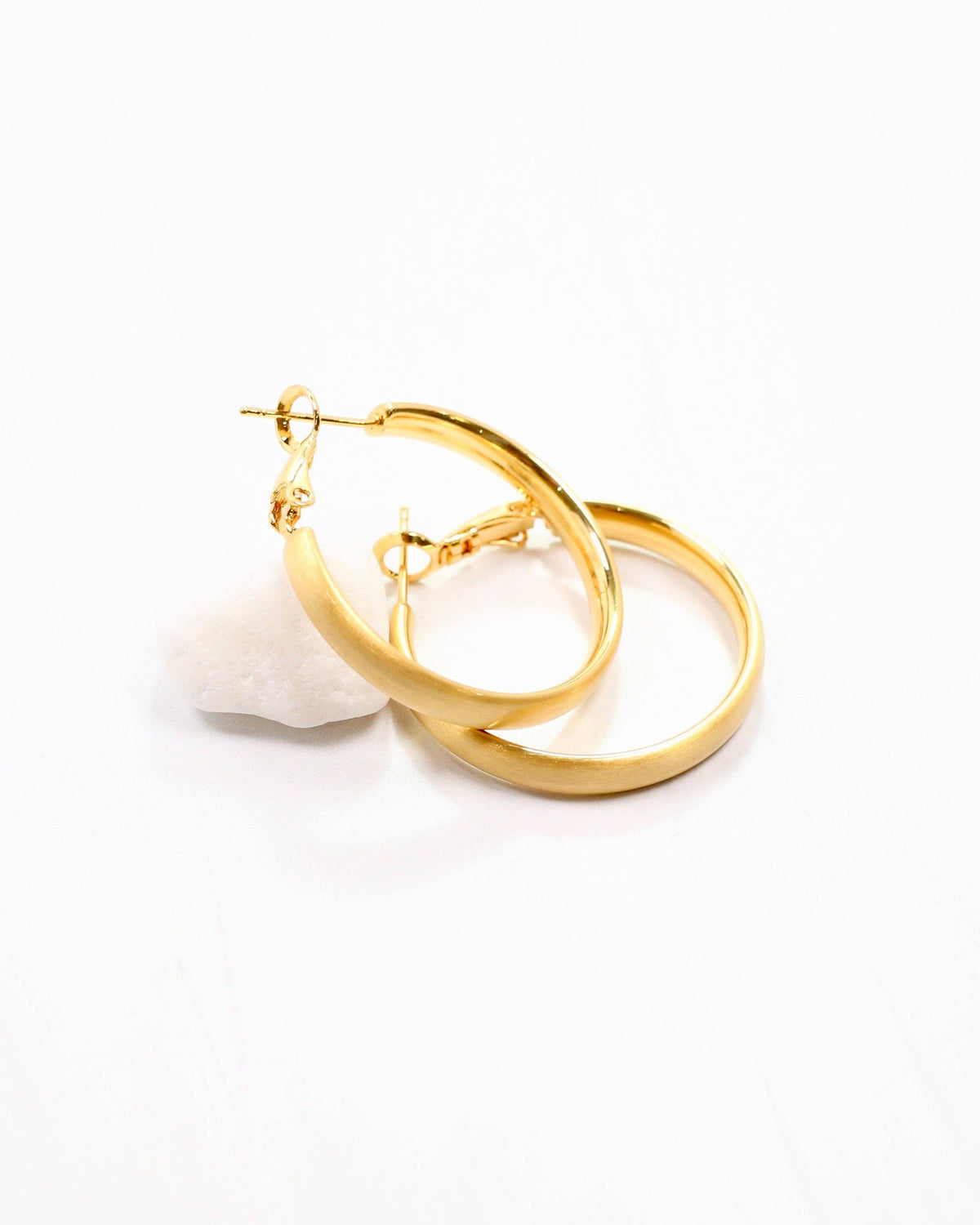 Caroline Hill London Medium Worn Gold Hoop Earrings