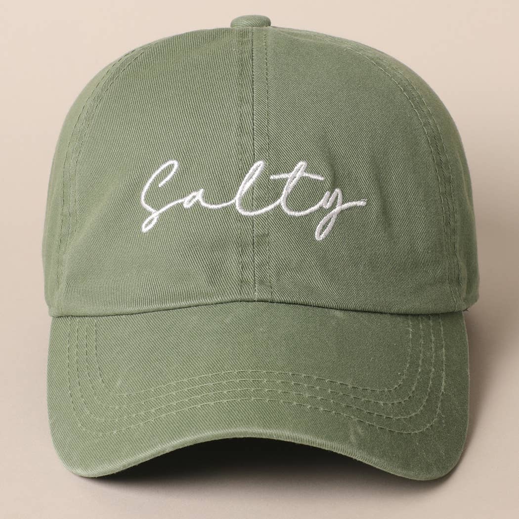 Salty Lettering Embroidery Baseball Cap- Hot Pink