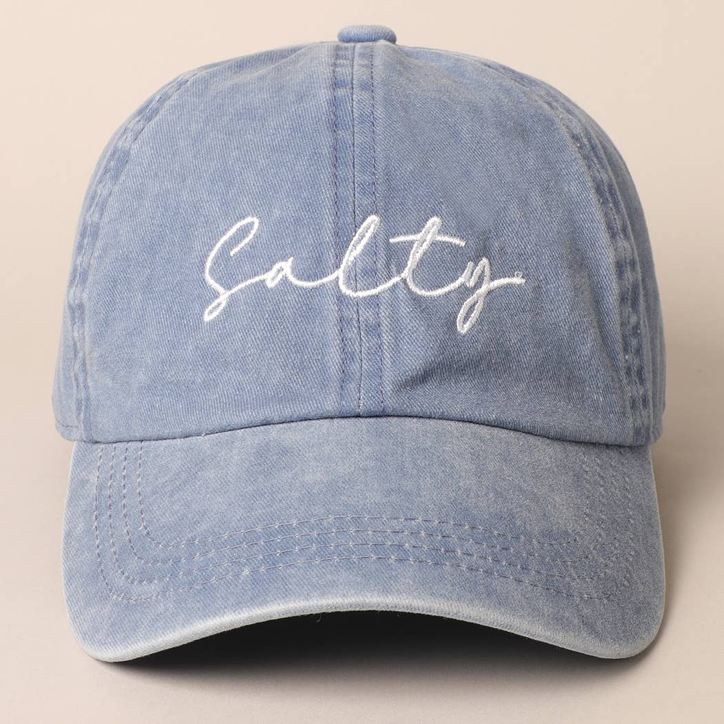 Salty Lettering Embroidery Baseball Cap- Hot Pink