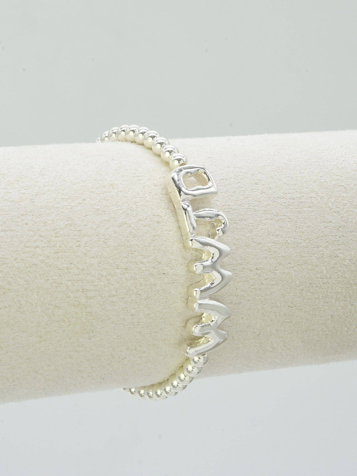 Silver WWJD What Would Jesus Do Beaded Stretch Bracelet