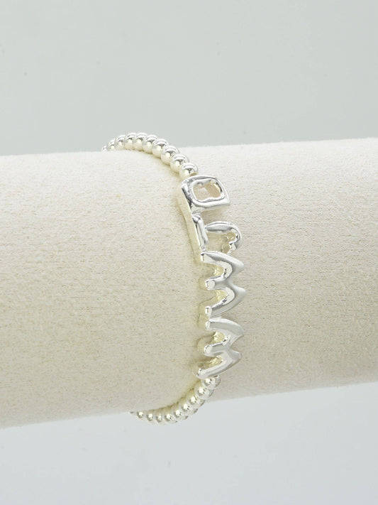 Silver WWJD What Would Jesus Do Beaded Stretch Bracelet