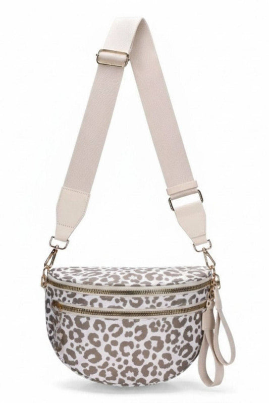 Beige Leopard Nylon Crossbody Bag