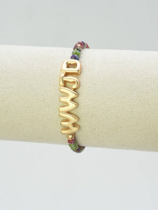 WWJD Multicolor Glass Beaded Stretch Bracelet