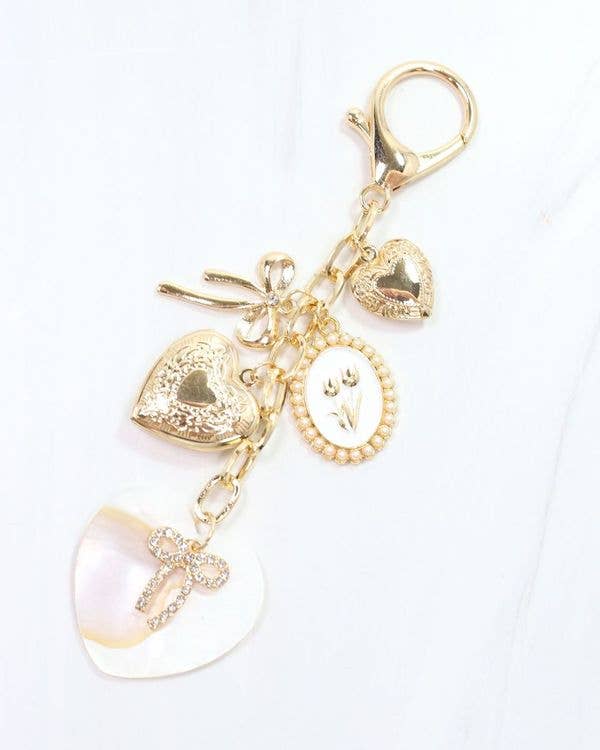 Hearts of Gold Bag Charm Gold