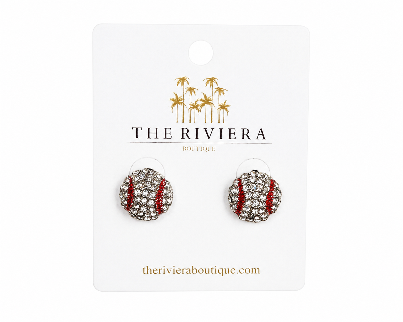 Rhinestone Baseball Stud Earrings Sparkly Game Day Sports Jewelry