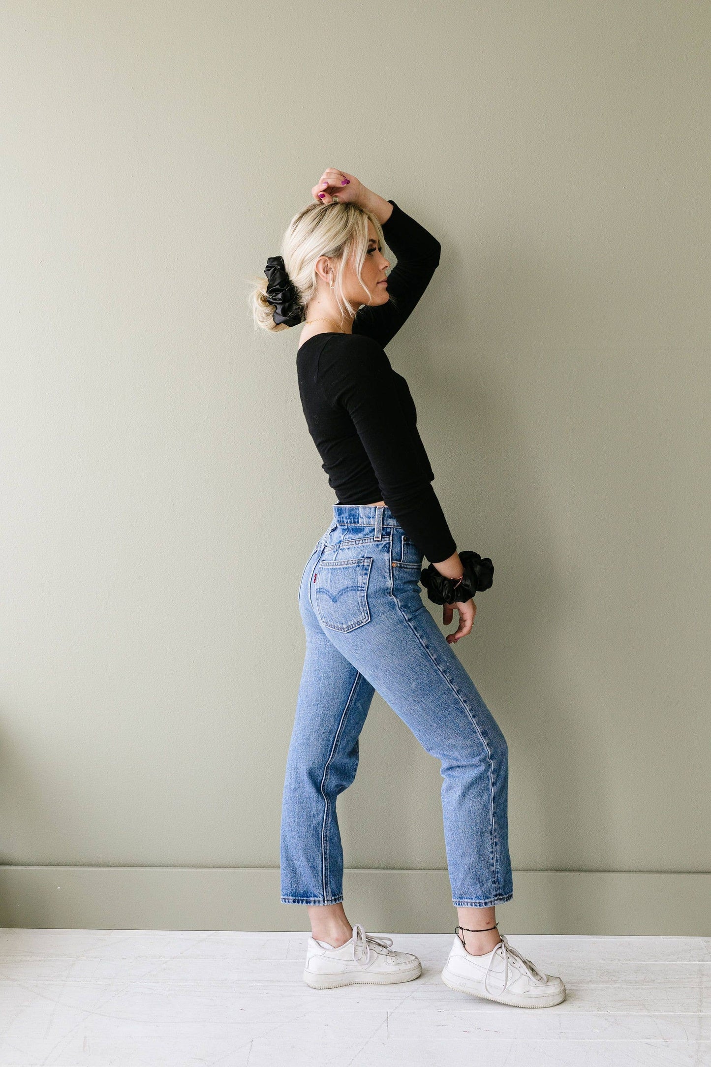 Andi Shadow Black Satin Jumbo Hair Scrunchie