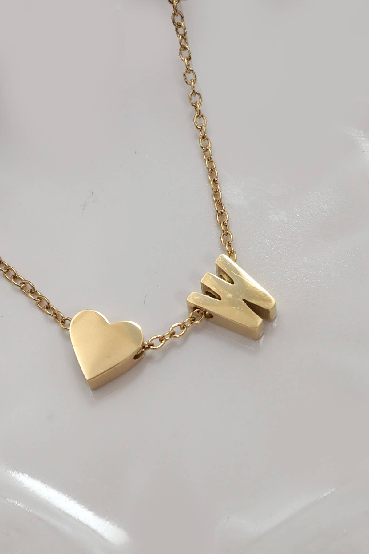 18K STAINLESS STEEL TARNISH FREE INITIAL NECKLACE | L