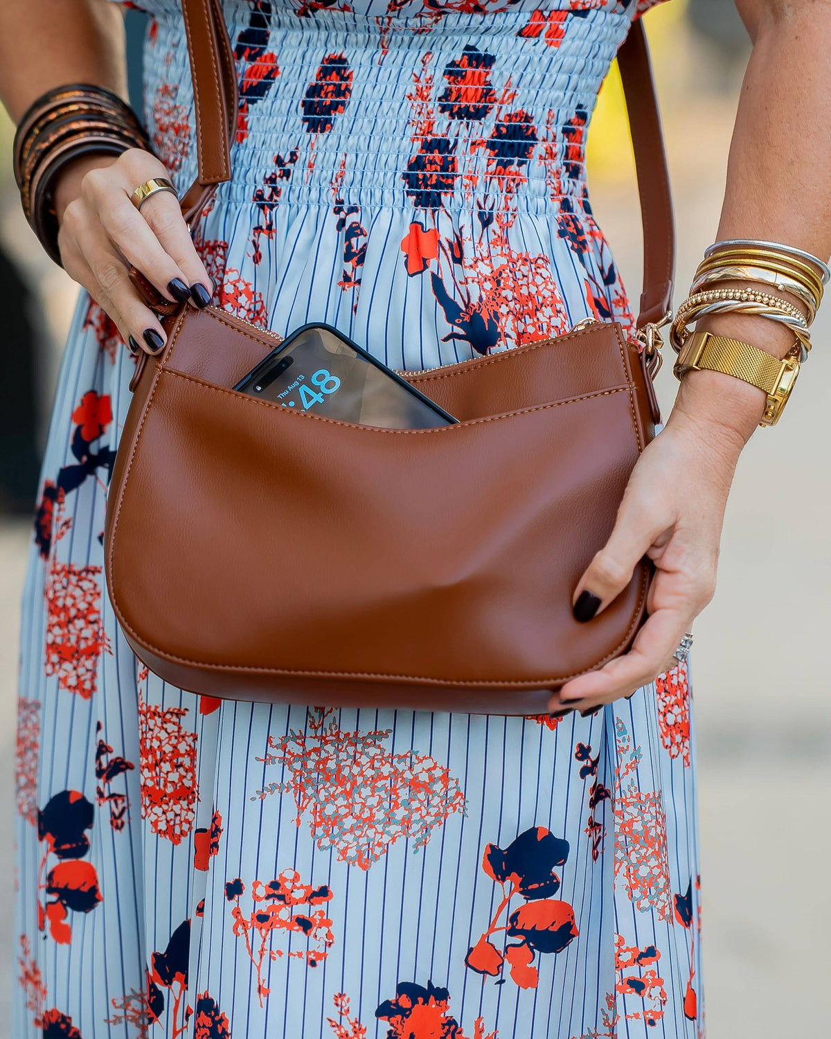 Caroline Hill Charlee Saddle Brown Crossbody Bag