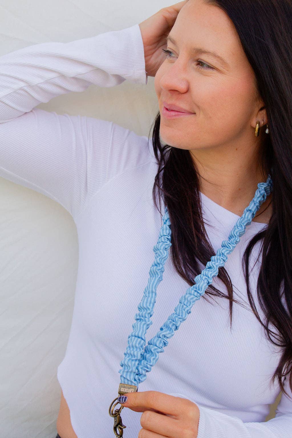 Andi Blue Striped Lanyard