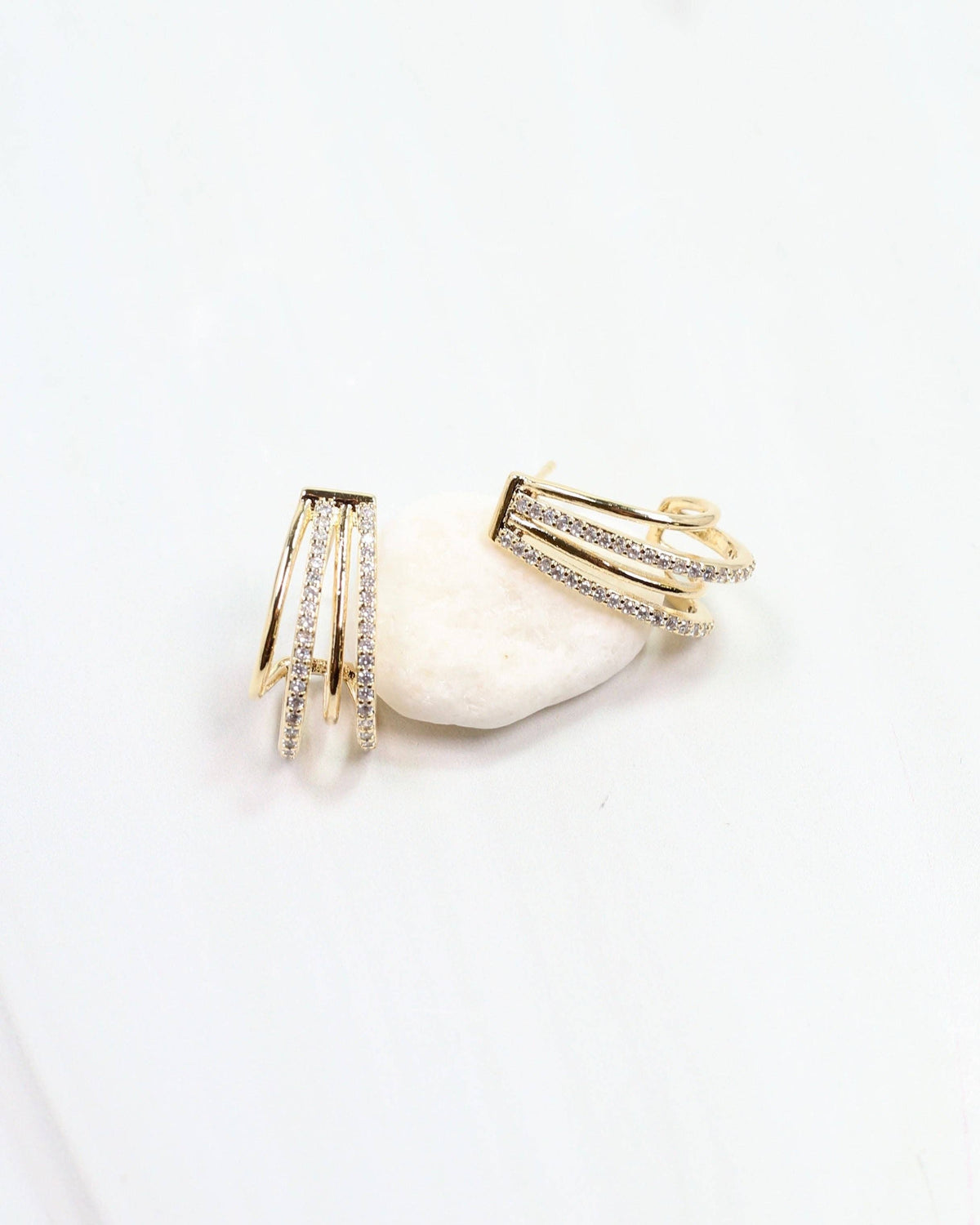 Caroline Hill St. John Gold Crystal Huggie Earrings