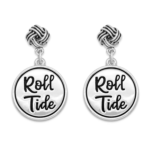 Roll Tide Celtic Knot Drop Earring - Silver