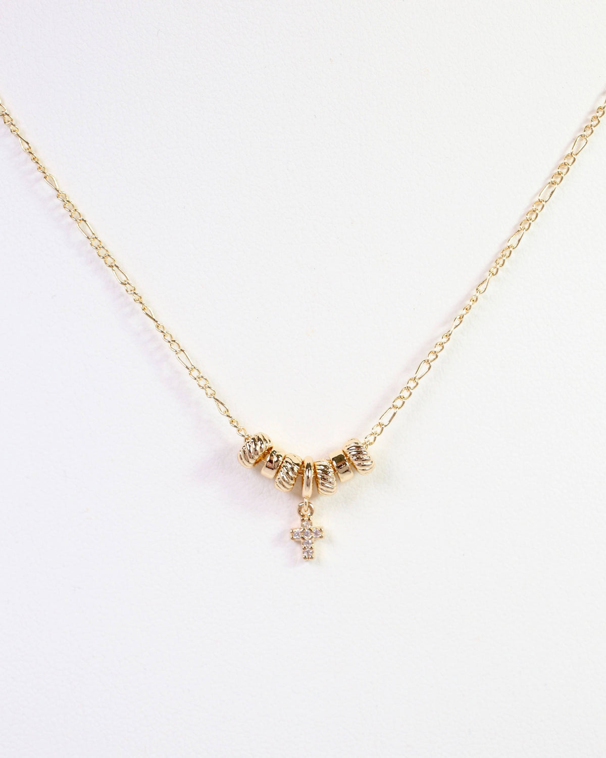Caroline Hill Bayonne Gold Rondelle Cross Necklace