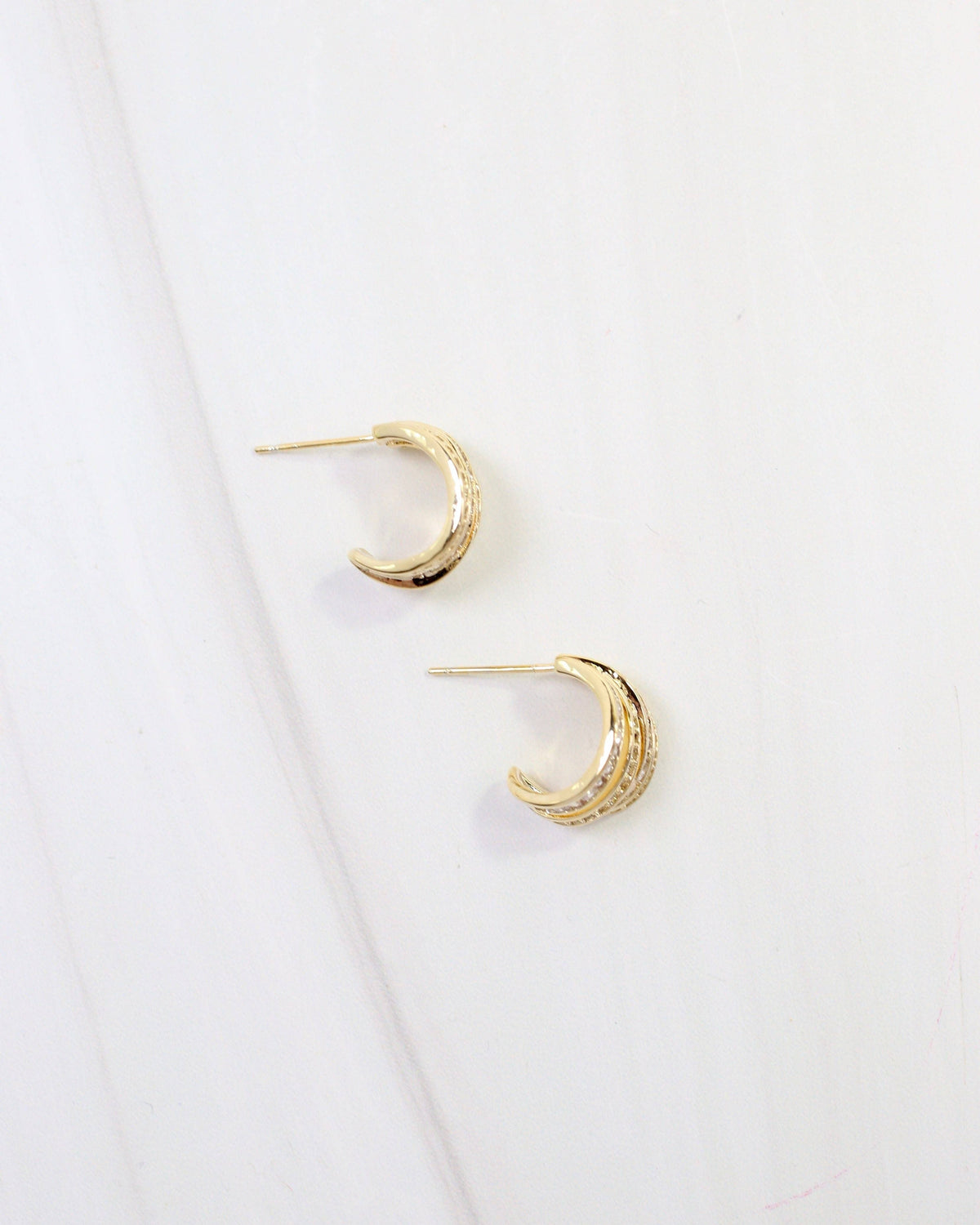 Caroline Hill Eastchester Layered Crystal Gold Hoop Earrings