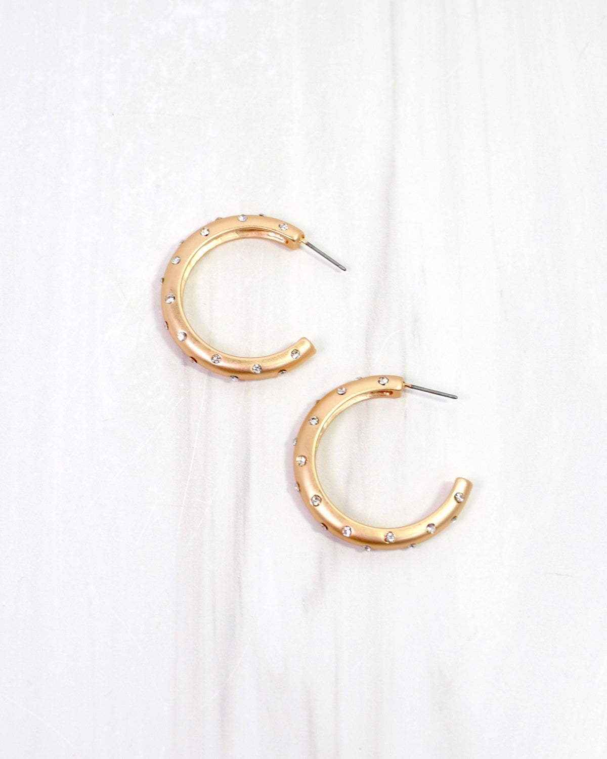 Caroline Hill Polly Matte Gold Sparkly Hoop Earrings