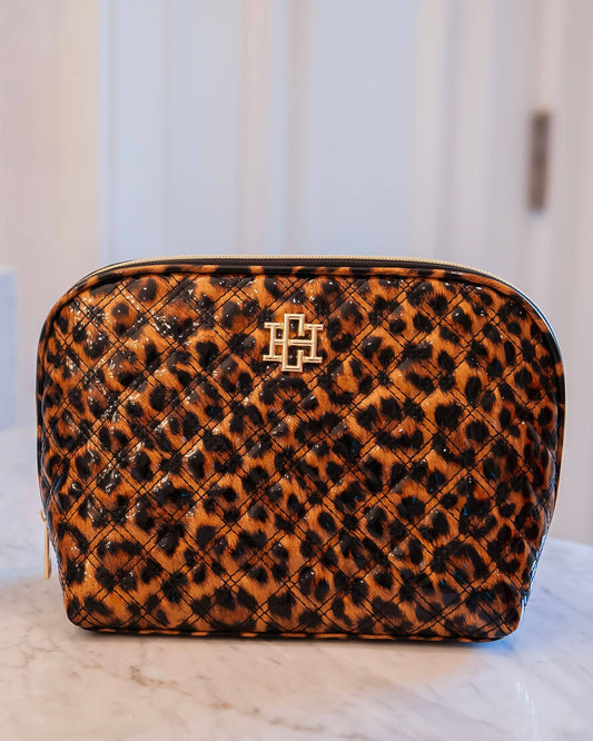 Caroline Hill Capri Leopard Patent Large Cosmetic Travel Pouch