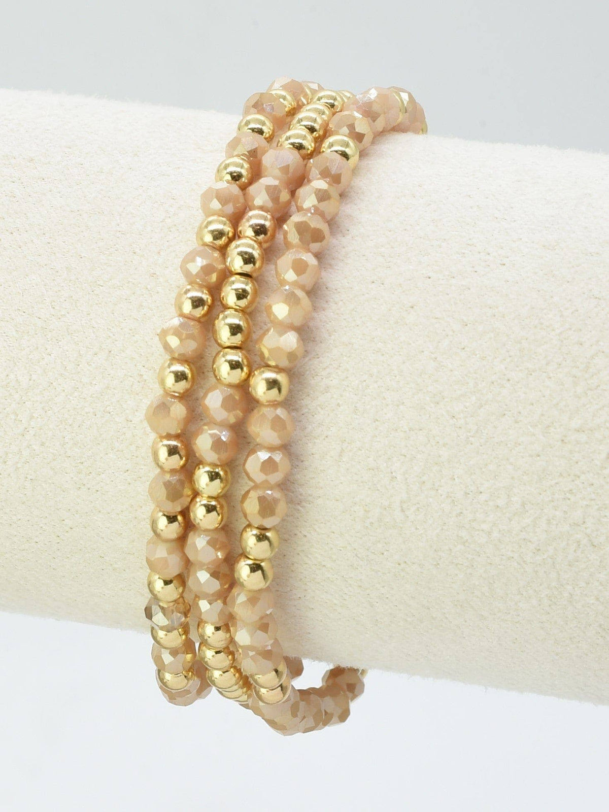 Coffee Brown Glass Beaded Stretch Bracelet Stack Set of 3