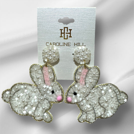 Thumper Embellished Easter Earrings White