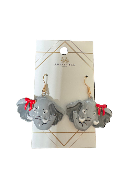 Gameday Elephant Mascot Drop Earrings Alabama Roll Tide