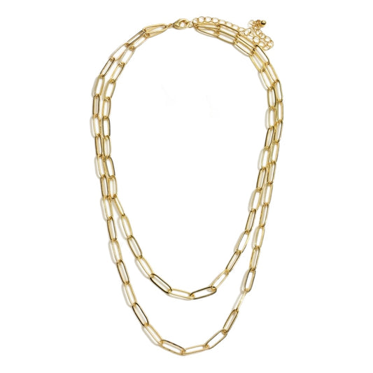 Double Stranded Gold Chain Link Necklace