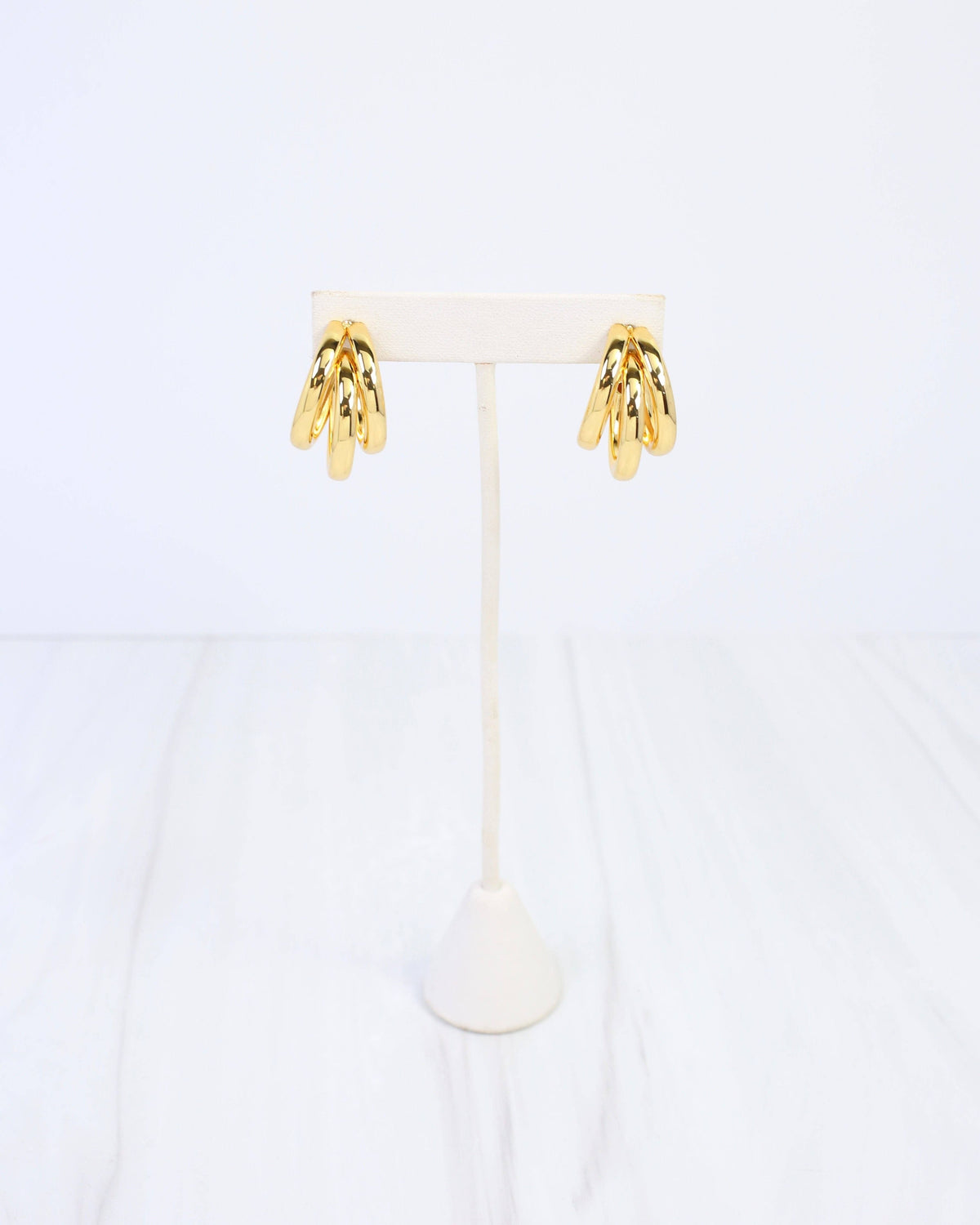 Caroline Hill Binghampton Triple Hoop Worn Gold Earrings