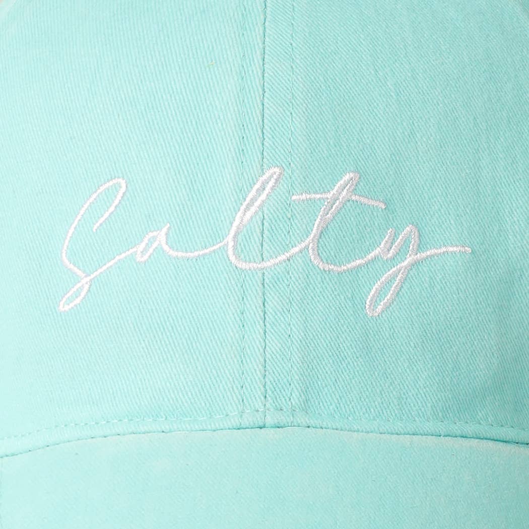 Salty Lettering Embroidery Baseball Cap- Hot Pink