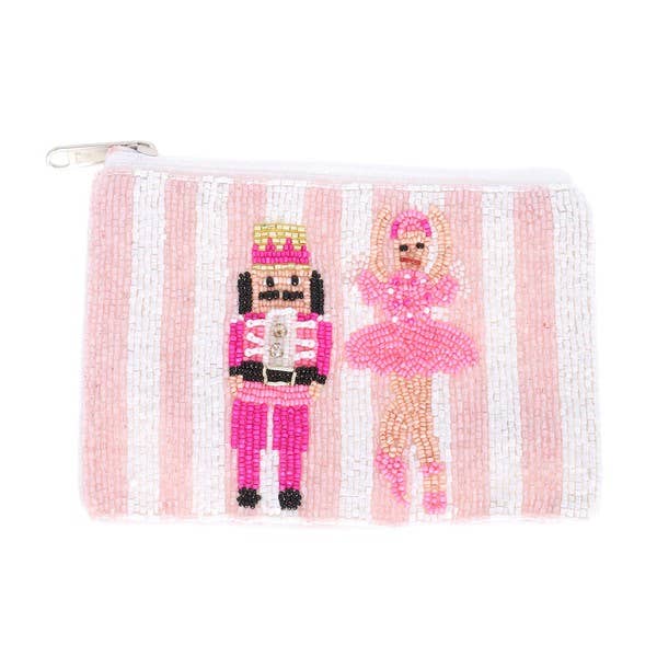 Nutcracker Ballet Christmas Beaded Coin Bag Pouch