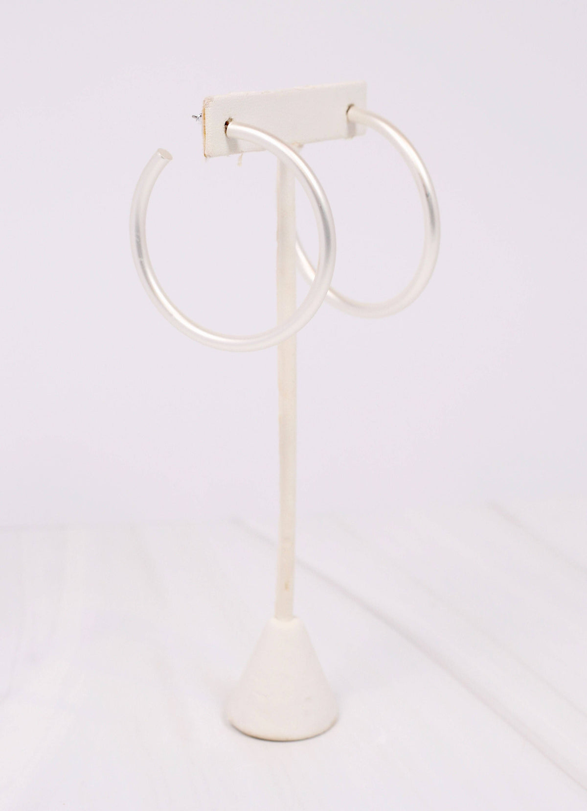 Caroline Hill Arden Matte Silver Hoop Earrings